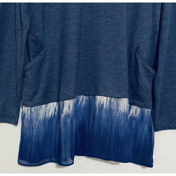 LOGO Lounge Lori Goldstein Womens Medium Ombre Chiffon Hem French Terry A269665 - Picture 3 of 8